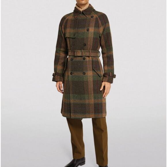 Ralph Lauren Purple Label Wool Belted Trench Coat Plaid Tartan Belt Men’s 40R - Picture 9 of 12